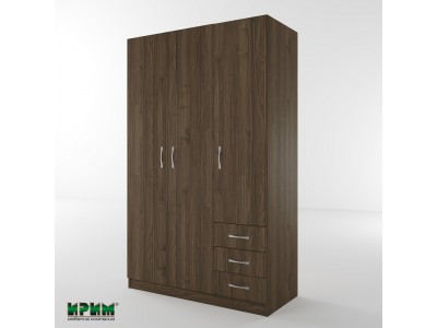 Трикрилен гардероб с чекмеджета Сити 1028 (орех адмирал)
